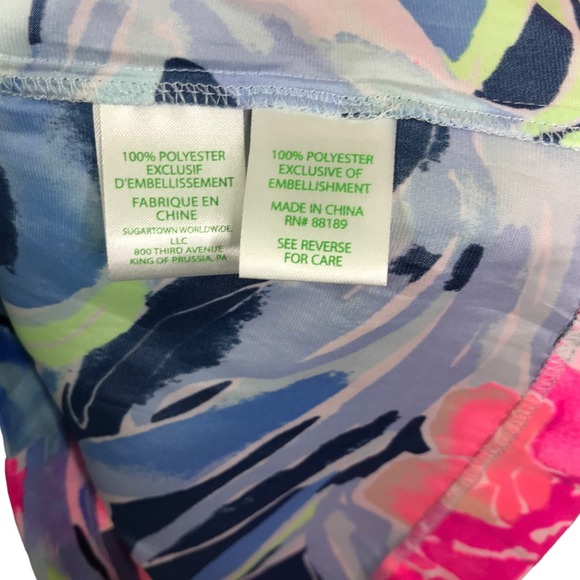 Lilly Pulitzer‎ Women's Arielle Beaded Romper High Tide Navy Tropicolada Pink XS - Picture 8 of 9